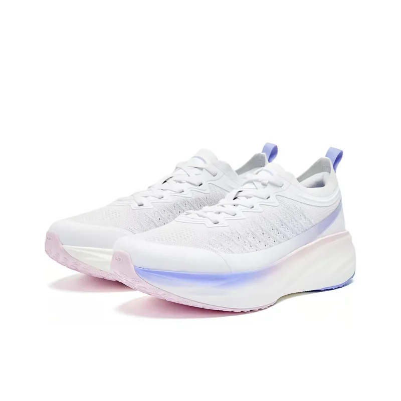QIAODAN Yikes Shock Absorbers Low Top Running Shoes Women's White Pink Purple-2