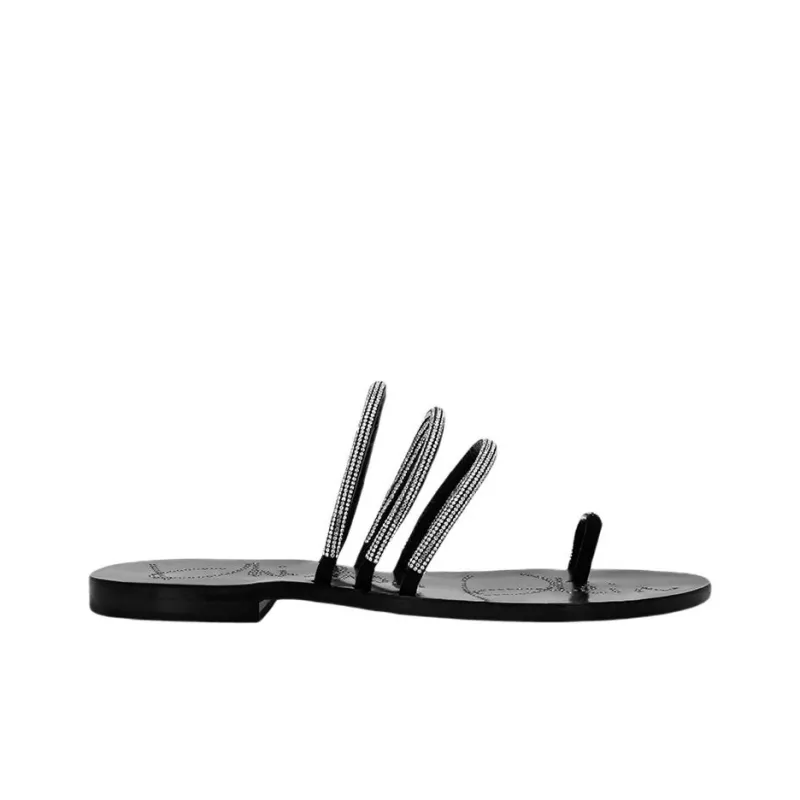 PHILIPP PLEIN Rhinestone Slip Resistant Flip Flops Women's Black-1