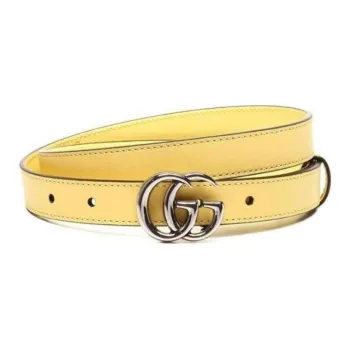 GUCCI Metal Leather Belts Women's Yellow Width  2CM