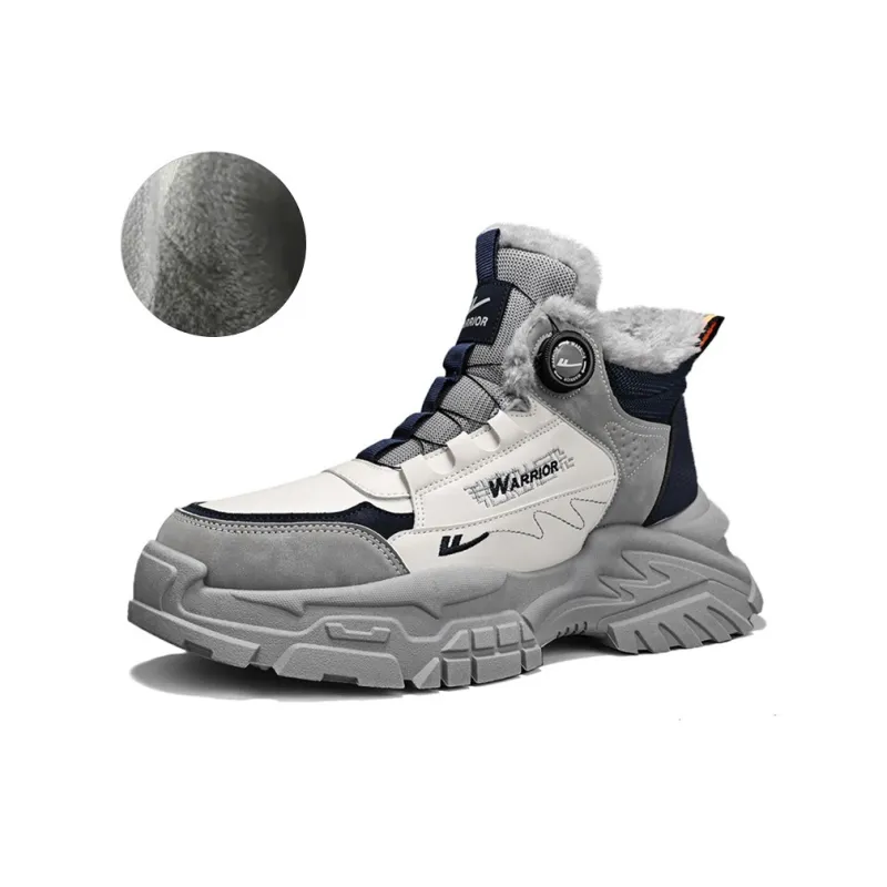 Warrior Ankle Length Martin Boot Men's Beige Gray Dark Blue-1
