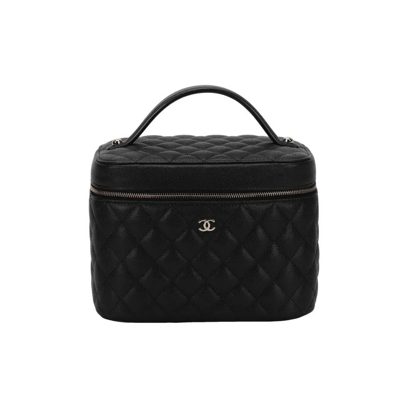 CHANEL Caviar Calfskin Box Bag, Makeup Bag, Handbag Women's Black-0