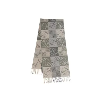LOEWE Wool Cashmere Knit Scarves Unisex Coffee