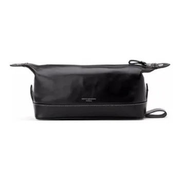 Aspinal Of London Cow Leather Toiletry Bag Men's Black