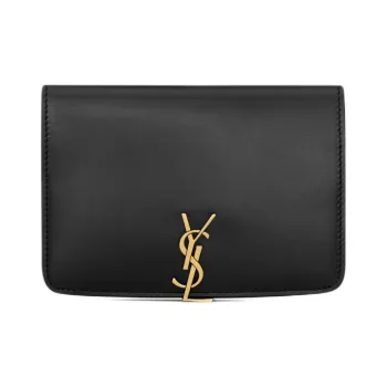 SAINT LAURENT Cow Leather Passport Holder Regular Women's Black
