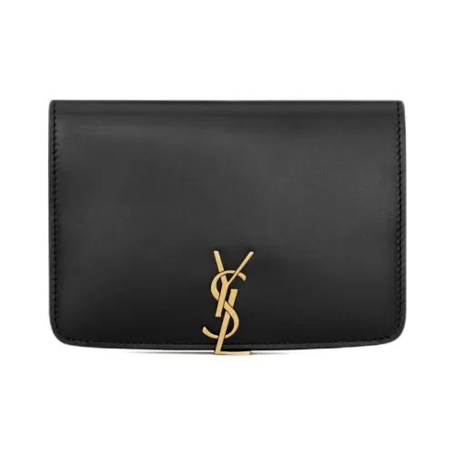 SAINT LAURENT Cow Leather Passport Holder Regular Women's Black