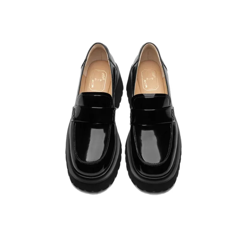 7or9 Cocoa Milk Chocolate Loafers 6.5cm Women's Black-2