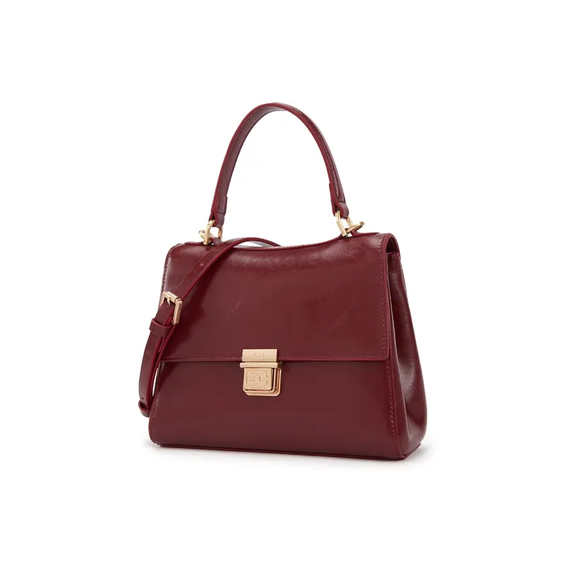 ELLE Oil Wax Cow Leather One Shoulder Crossbody Portable Flap Envelope Bag Women's Multicolor-1