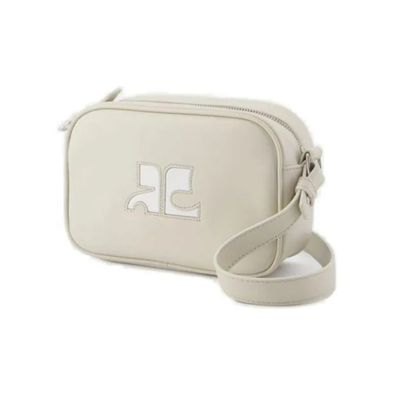 COURREGES Leather Shoulder Bag, Crossbody Bag Regular Women's Gray-1