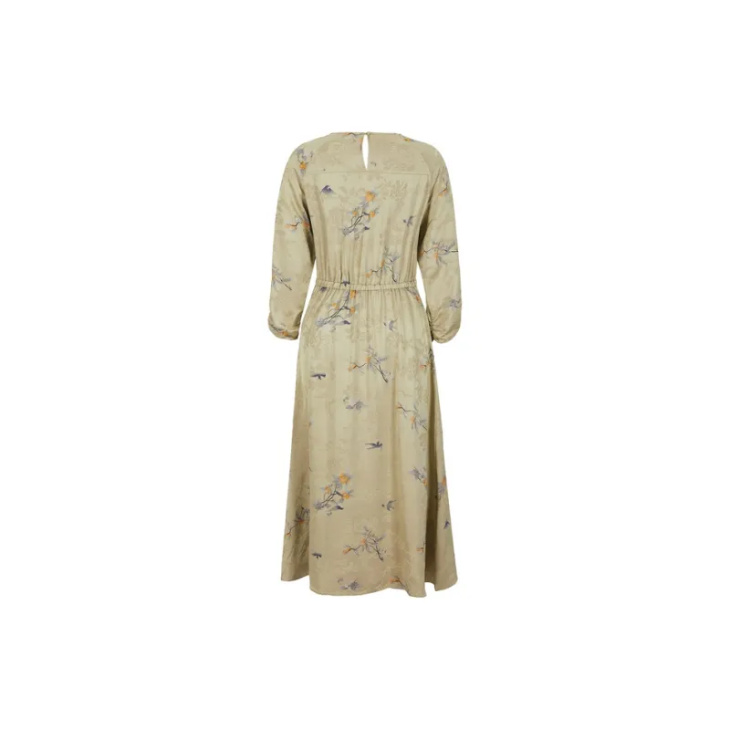 JZ. ANNAKRO x FEIYISONGJINQIANXIAOPING LIANMINGKUAN Long-Sleeved Dresses Women's Floral Light Green-1