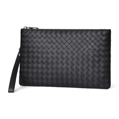 SEPTWOLVES Top Grain Cow Leather Handheld Bag Envelope Bag Clutch Regular Unisex Black
