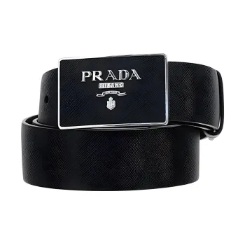 PRADA Logo Plaque Buckle Belt