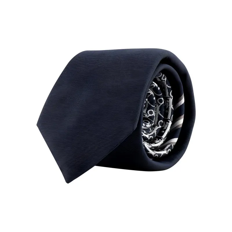 DIOR Silk Ties Men's Marine Blue-1