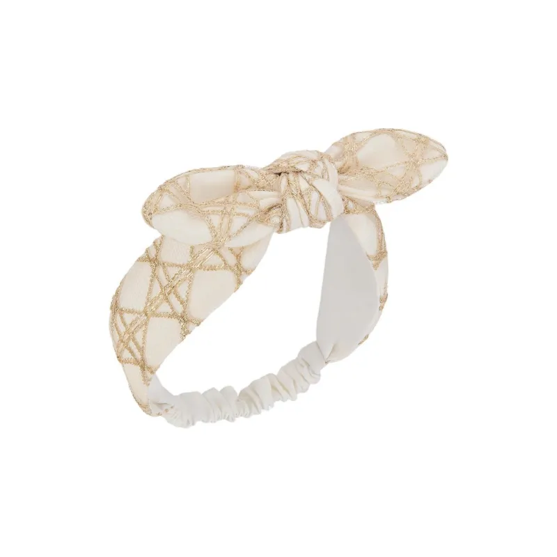 DIOR Lace, Polyamide, Polyester, Viscose, Acetate, Mulberry Silk Hair Bands Unisex Beige-1