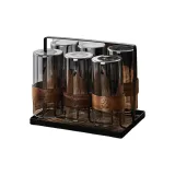 Smoke Gray Wooden Ring Cup/6 Pack+Cup Holder