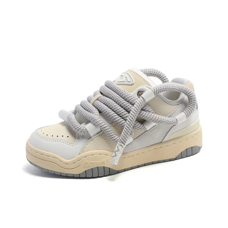 OUBT Anti Slip And Wear Resistant Breathable Low Top Skateboard Shoes Unisex Beige-2