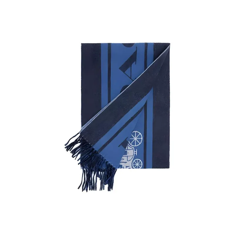 COACH Wool Cashmere Scarf Unisex Navy-1