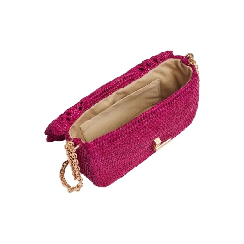 Vanessa Bruno Straw Woven Shoulder Bag Mini Women's Rose Red-1