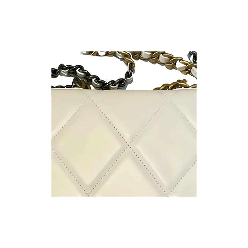 CHANEL 19BagWOC Sheepskin Chain Bag, Shoulder Bag, Crossbody Bag Women's White-4