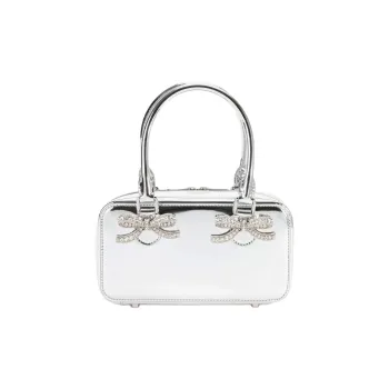 Self portrait Leather Handbag Women's Silver