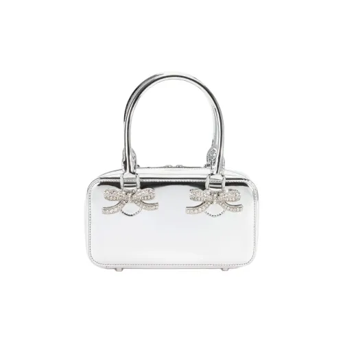 Self portrait Leather Handbag Women's Silver