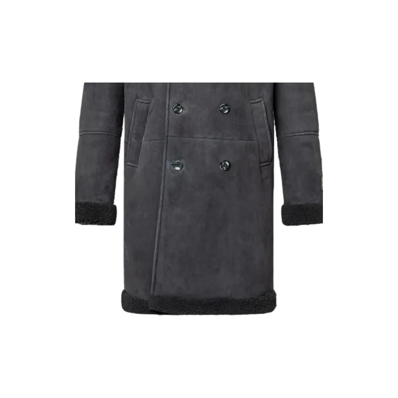 LOUIS VUITTON Double Breasted Shearling Coat-4
