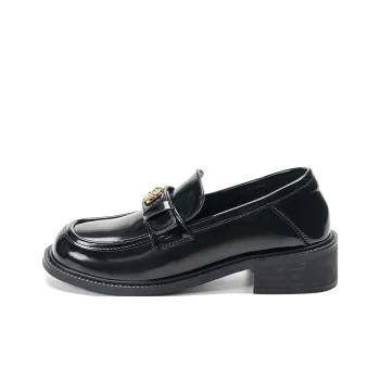 EXULL Q Loafers 4cm Women's Lacquered Finish Black