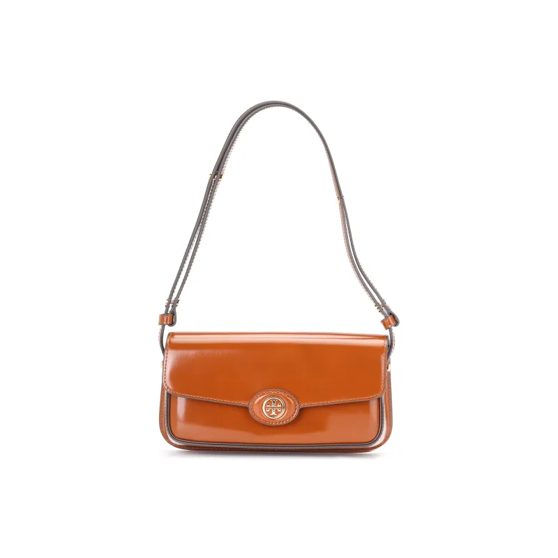 TORY BURCH Robinson Spazzolato Rectangular Shoulder Bag Dark Sienna-0