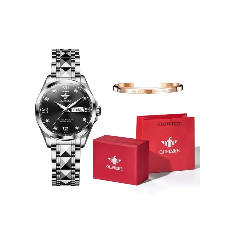 Oupinke Fashionable Versatility Elegance Mechanical Movement Watch Women's Watch White Dial-12