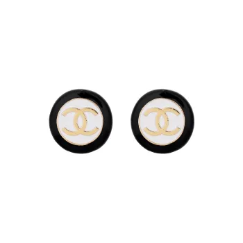 CHANEL   Stud Earrings Unisex Black