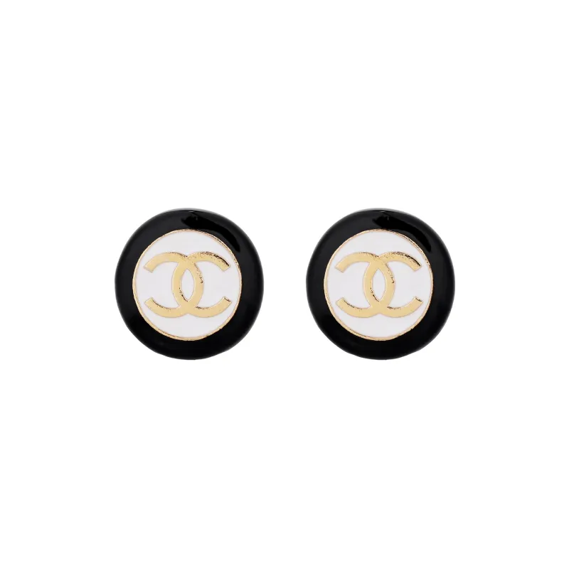 CHANEL   Stud Earrings Unisex Black-0