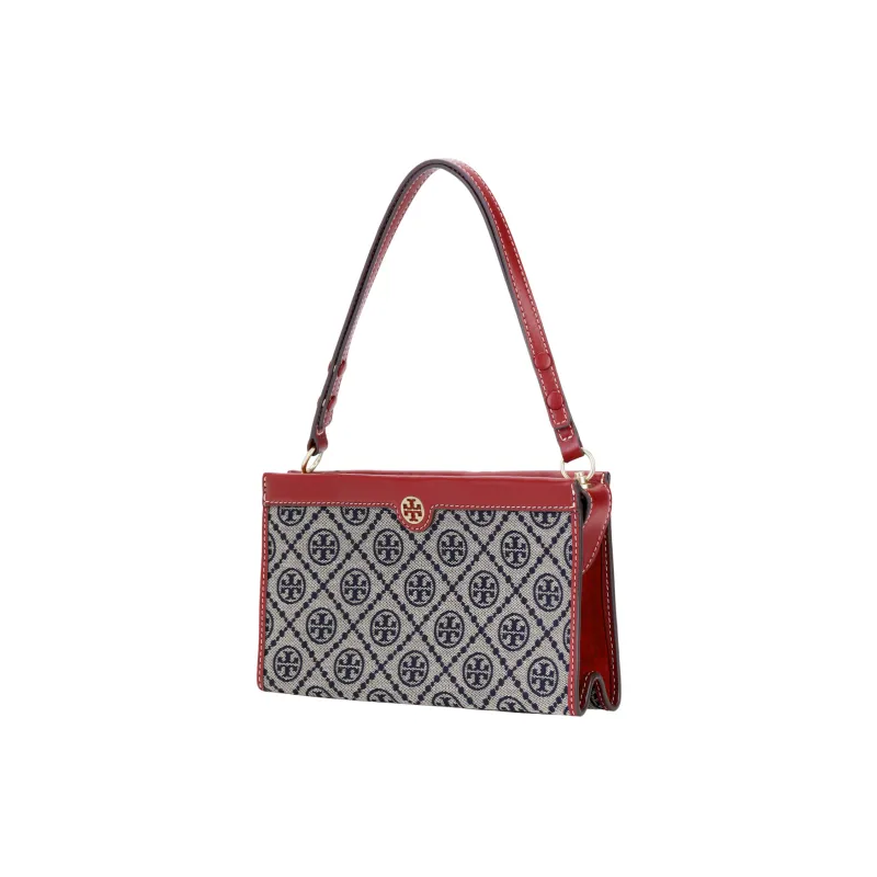 TORY BURCH T Monogram Leather Shoulder Bag, Handbag Mini Women's Burgundy-1