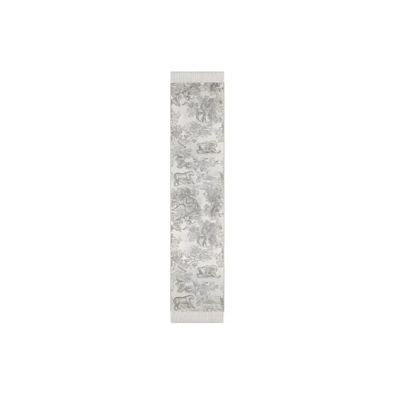 DIOR Cashmere Wool Knit Scarves Women's Beige-2