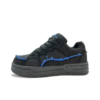 ITGI Anti Slip Wear Resistant Low Top Skateboard Shoes Unisex Black Blue