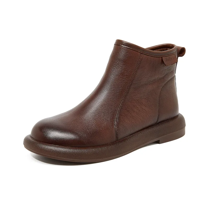 OULISASI Ankle Boots Women's Black Brown-6