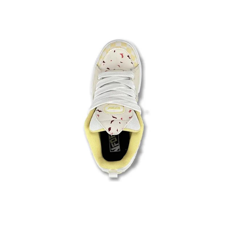 VFDF Durable Lightweight And Breathable Low-Top Skateboard Shoes Unisex Yellow Brown White-3