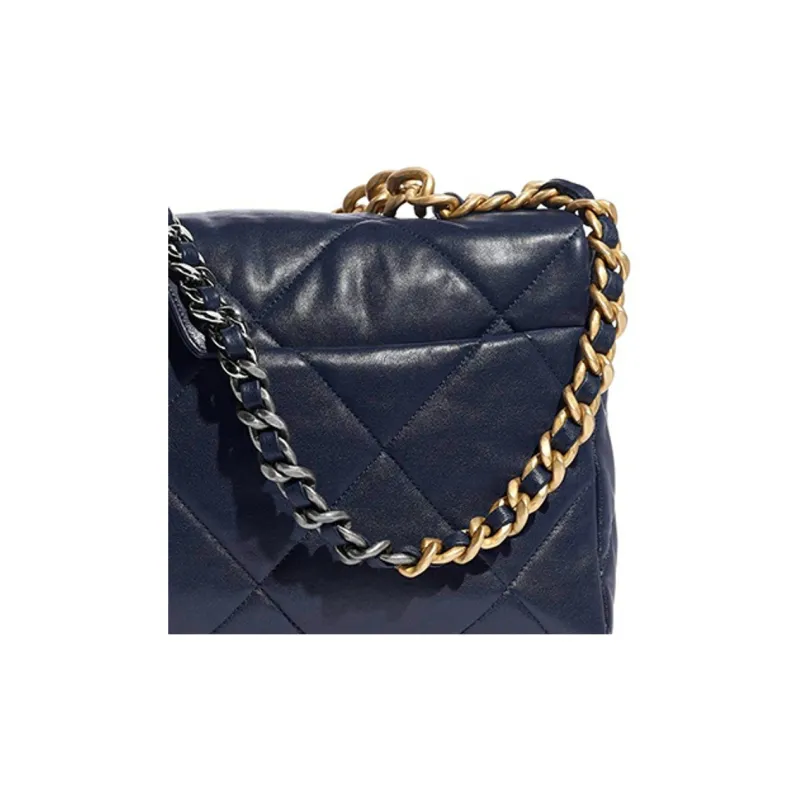 CHANEL 19Bag Lambskin Handbag, Shoulder Bag, Crossbody Bag Women's Dark Blue-4
