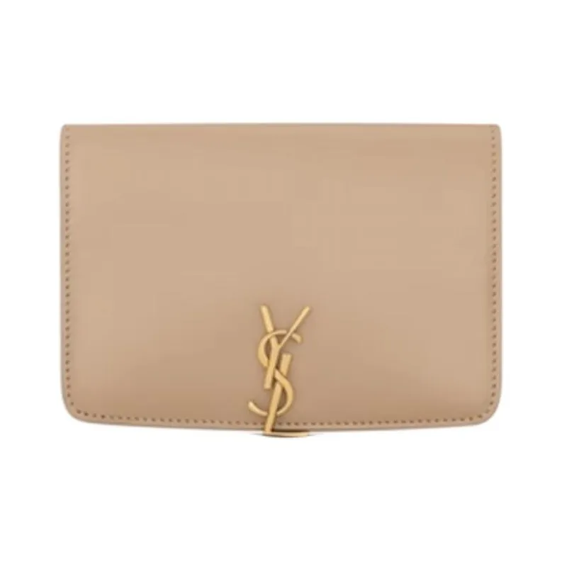 SAINT LAURENT Cow Leather Passport Holder Unisex Dark Toffee Brown-0