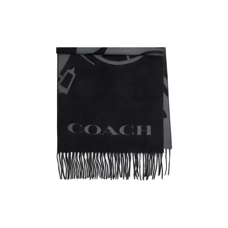COACH Cashmere Knit Scarves Unisex Black-1
