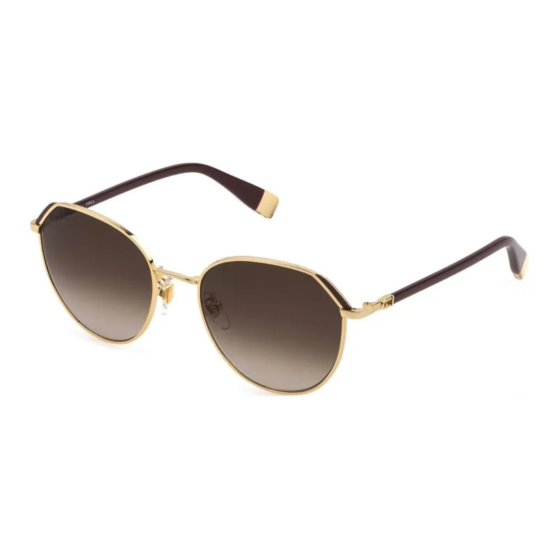 Furla Metal Round Sunglasses Women's Gold-0