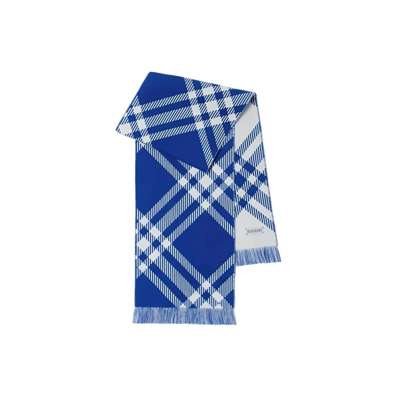 Burberry Checked Fringed Knit Scarf-1
