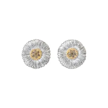 BUCCELLATI 925 Sterling Silver Diamond Gold Plated Color Stone Earrings Unisex Silver