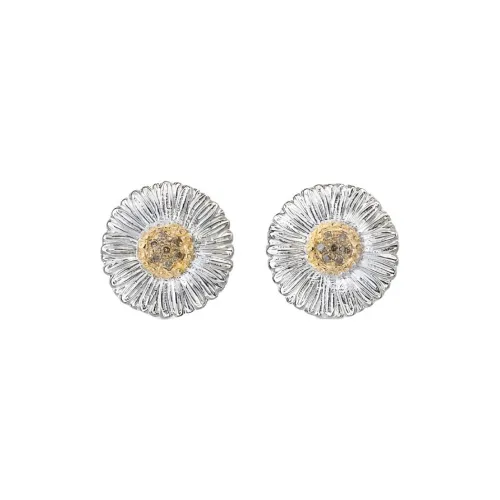 BUCCELLATI 925 Sterling Silver Diamond Gold-Plated Color Stone Earrings Unisex Silver