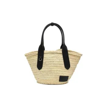 J&M Raffia Handbag Unisex Beige Yellow