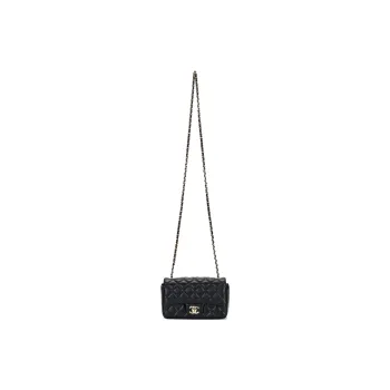 CHANEL Sheepskin Shoulder Bag Crossbody Bag Mini Women's Black