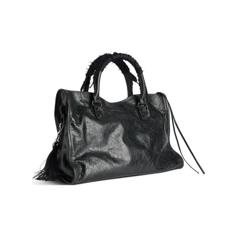 Balenciaga Le City Sheepskin One Shoulder Handbag Medium Size Women's Black-2