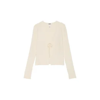 Victoria's Secret PINK Ribbed Knit Fly-Away Cardigan Sweater / W S Pajama Tops Women's White Shells