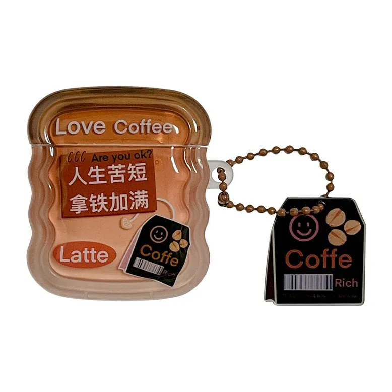 Baohuguang Compatible With AirPods 1/2/3 TPU Creative Text Latte Fully Enclosed Impact Resistant Headphone Cases-2