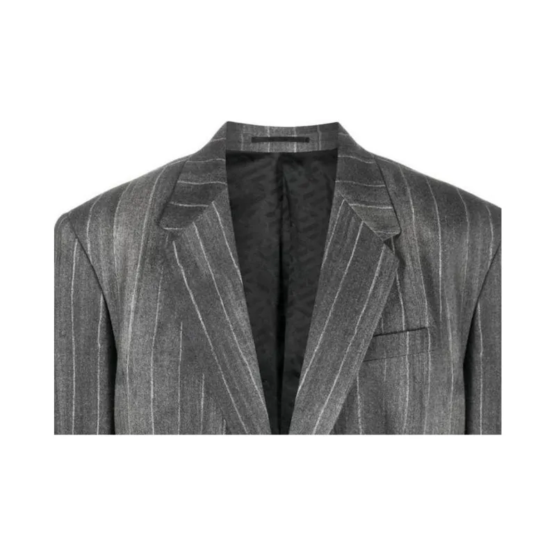 VERSACE Single Breasted Striped Long Sleeved Blazer-5