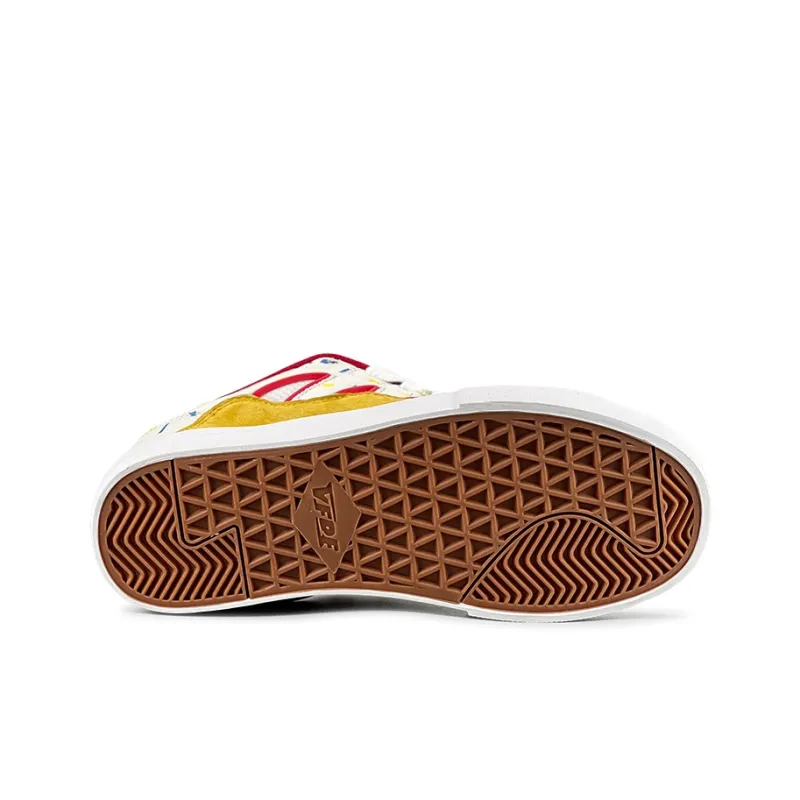 VFDF Anti-Slip And Wear-Resistant Lightweight Low-Top Skateboard Shoes Unisex White Yellow Red-5