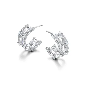FANCI Dreamy Heart Moon Series S925 Silver Earrings Women's